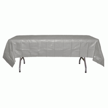 *12 count* Silver Rectangular Plastic Tablecloths 54" x 108