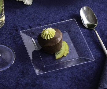 4.5" Clear Square Dessert Plastic Plates 10ct.
