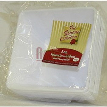 5oz. White Square Plastic Dessert Bowls 10ct. Simcha