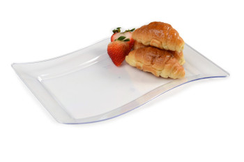 6" Clear Rectangular Wave Dessert Plastic Plates 10ct.