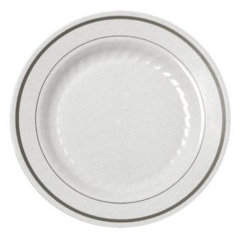 6" Masterpiece Silver Border Plastic Dessert / Cake Plates 15ct.