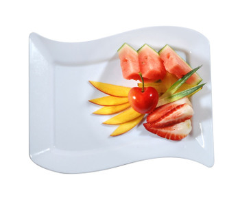 6" White Rectangular Wave Dessert Plastic Plates 10ct.