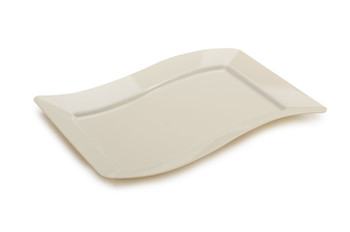9" Bone Rectangular Wave Luncheon Plastic Plates 10ct.