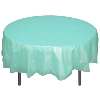 Aqua 84" Round Plastic Tablecloths Table Covers