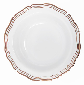 Aristocrat Collection 10oz. White w/ Rose Gold Rim Plastic Soup Bowls 10ct.