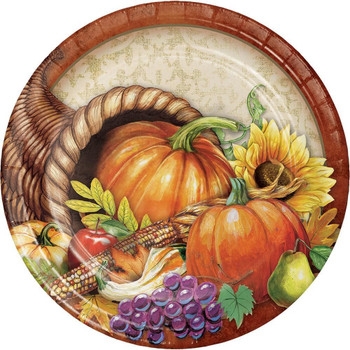 Bountiful Thanksgiving 9" Dinner Paper Plates 8ct.