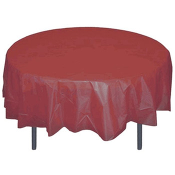 Burgundy 84" Round Plastic Tablecloths