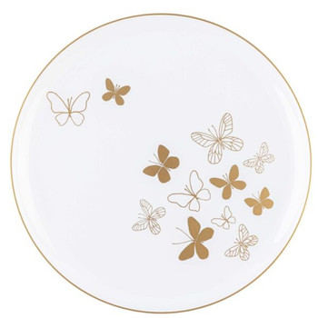 Butterfly Collection Gold / White 10.5" Plastic Dinner Plates (10 Count)