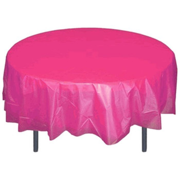 Cerise 84" Round Plastic Tablecloths