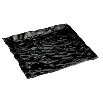 ContemPlate 12" Black Square Plastic Serving Tray, 25ct.