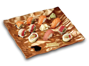 ContemPlate 12" Copper Square Plastic Serving Tray, 25ct.