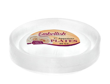 Embellish 7" Clear Plastic Salad Scroll Plates 20ct.