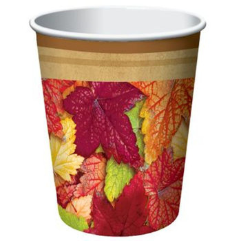 Forest Floor Thanksgiving 9oz, Hot / Cold Paper Cups 8ct.