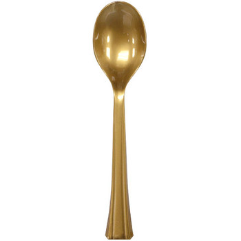 Gold Plastic Soupspoons Heavy Duty Cutlery 51ct.