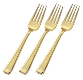 Gold Splendor LOOKS LIKE REAL!! Gold Plastic Forks 20ct.