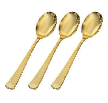 Gold Splendor LOOKS LIKE REAL!! Gold Plastic Spoons *Case of 100*