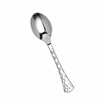 Hammered Effect Plastic Silver Teaspoons *Case of 120*