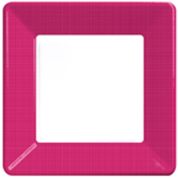 Hot Magenta Border Texture Print Paper Square 7" Cake Plate 12ct.