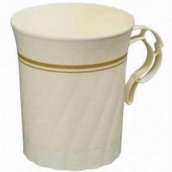 Ivory / Gold Masterpiece 8 oz. Plastic Coffee Mug 8ct.