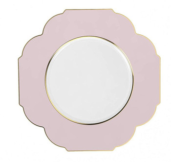 Laura Ashley Flower Collection 8.5" Blush w/ Gold Rim Plastic Salad Plates 10ct.