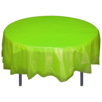 Lime Green 84" Round Plastic Tablecloths Table Covers