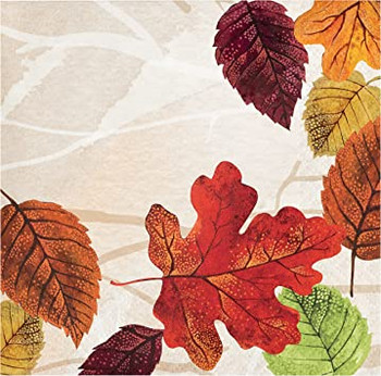 Luxe Leaves Beverage / Cocktail Fall / Thanksgiving Napkins 16ct