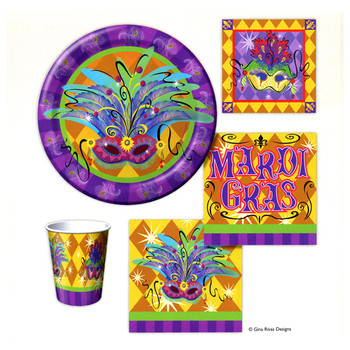 Masquerade Mardi Gras 54" x 108" Plastic Tablecloths