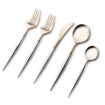 Noble Collection Two Tone Silver Handle / Gold Plastic Wedding Cutlery 40pcs.