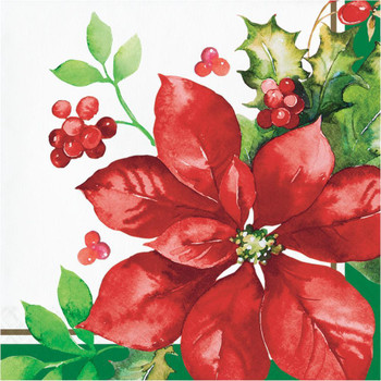 Perfect Poinsettia Paper Christmas Lunch Napkins 16ct.