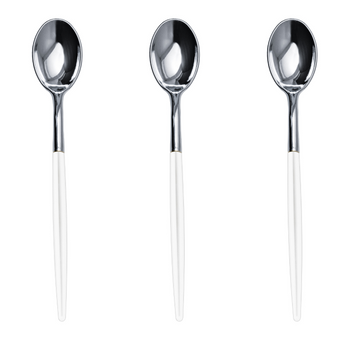 Trendables Duet Silver & White Plastic Spoons 20ct.