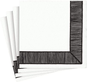 Ribbon Border Paper Luncheon Napkins in Black - 20 Per Package