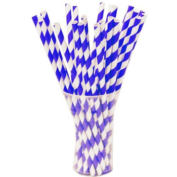 Royal Blue Striped Paper Straws 25ct.