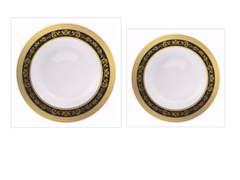 Royal Collection White w/ Black and Gold Royal Border *Combo Plate Package for 20*