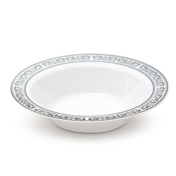 Serviette Collection Combo Pack - White Bowls w/Elegant Silver Border Soup & Dessert Bowls, 32 count