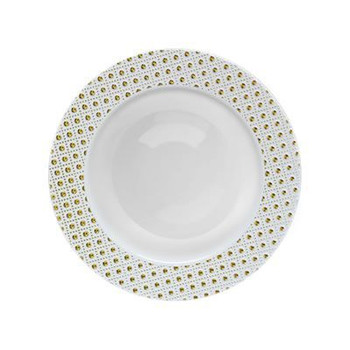 Sphere Collection 5oz. White w/Decorative Gold Dot Border Plastic Dessert Bowls, 10 count