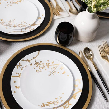 Spring Plastic Plates White / Gold Combo 7.5" & 10" 128 Count