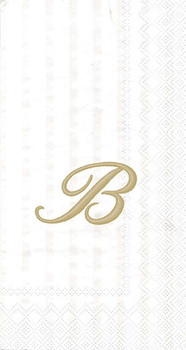 White w/ Gold Monogram "B" Guest Towels 16ct.