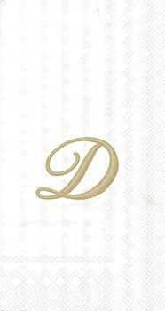 White w/ Gold Monogram "D" Guest Towels 16ct.