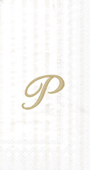 White w/ Gold Monogram "P" Guest Towels 16ct.