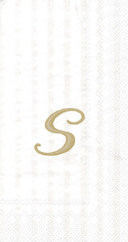 White w/ Gold Monogram "S" Guest Towels 16ct.