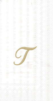 White w/ Gold Monogram "T" Guest Towels 16ct.