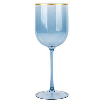 blue w/ gold 12oz. wedding plastic wine goblet