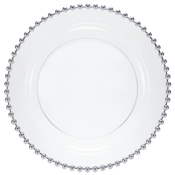 clear w/ silver beads salad plates