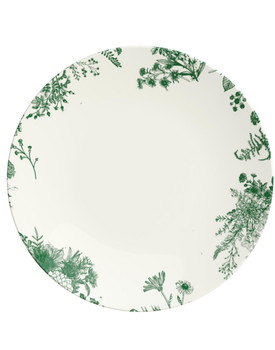 green and ivory plastic dinner plates