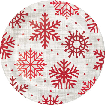 let it snow red Snowflake 7" Christmas Dessert Paper Plates, 8 count