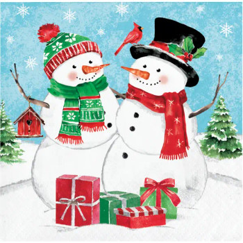 snowflakes and snowmen Christmas Paper Beverage Napkins, 16 count