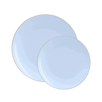 Ice Blue w/ Silver 7.25" Round plastic Wedding plate 10 ct.