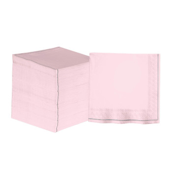 Blush Pink with Silver Stripe Paper Lunch Napkins | 20 Napkins