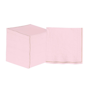 Blush Pink with Gold Stripe Paper Cocktail Napkins | 20 Napkins
