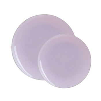 Lavender Purple w/Silver Rim Plastic Wedding Dinner Plate